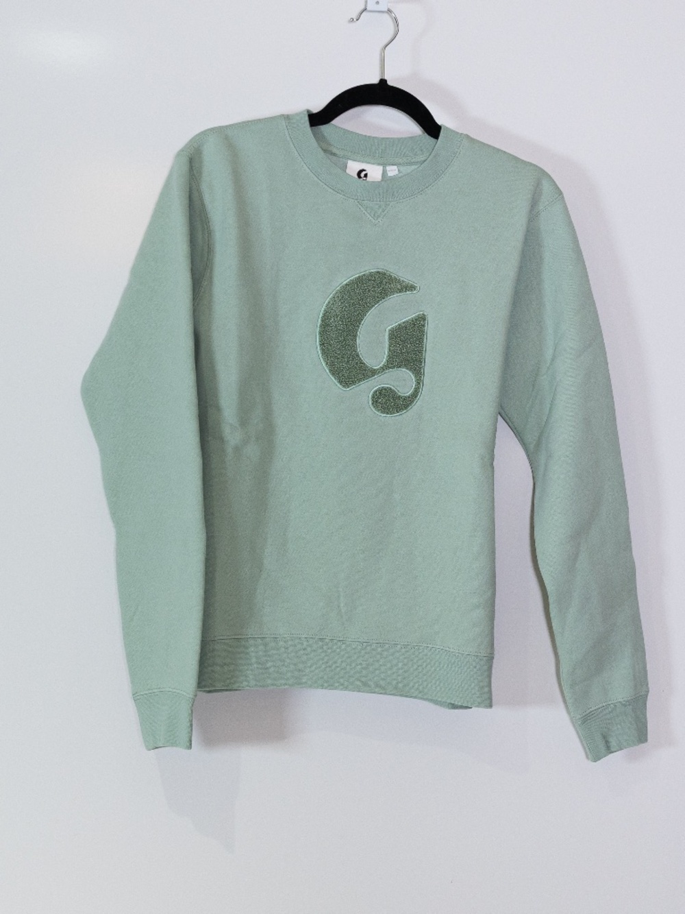 Glossier Cotton Fleece Lined Crew Neck Pullover Sweater Sage Green XS